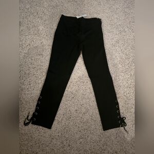 NWT, Ann Taylor, Black Leggings, Side laceup, Size 8